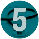 #5 icon with stethoscope in background.