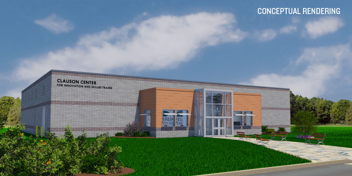 Image of the rendering of the Clauson Center.