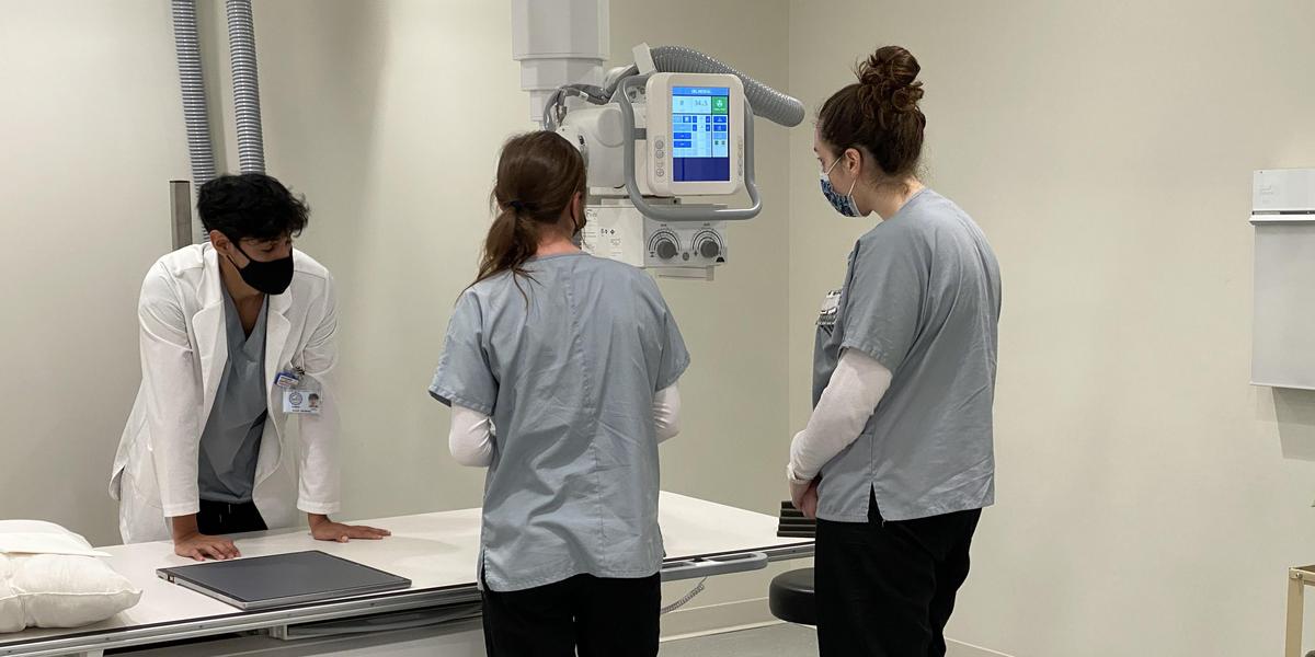 Radiologic Technology students in lab instruction.