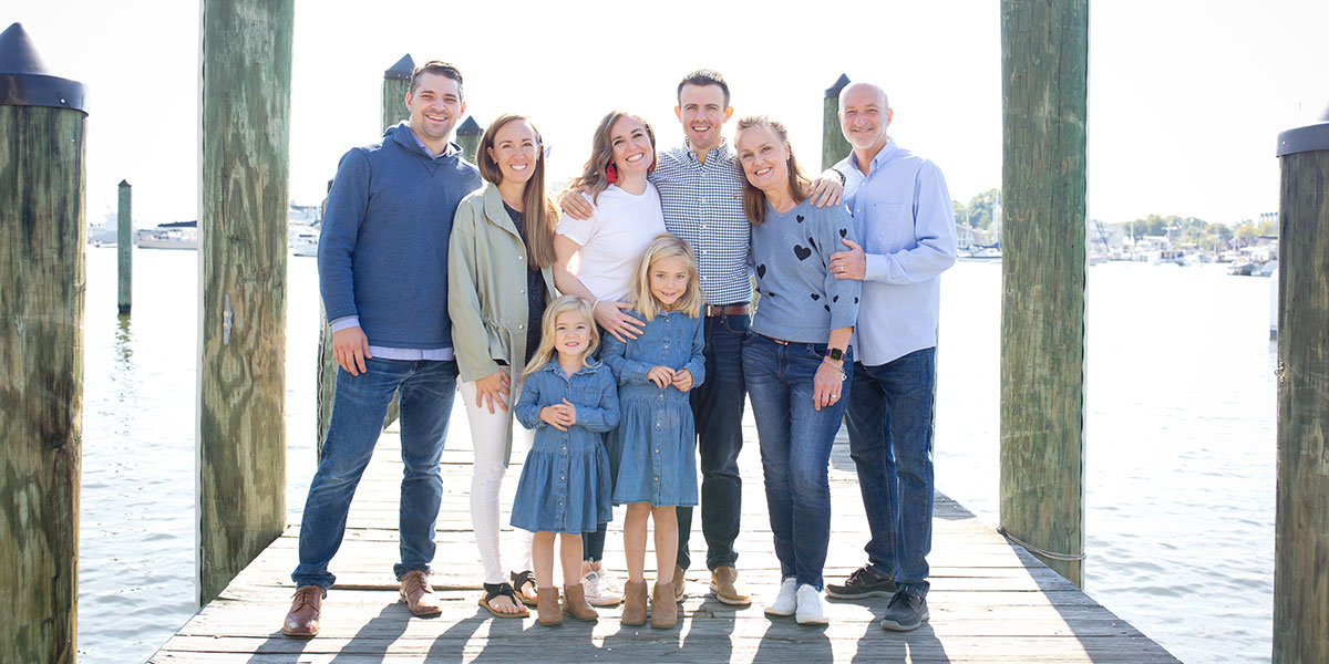 Joe Johnson and his family on a pier