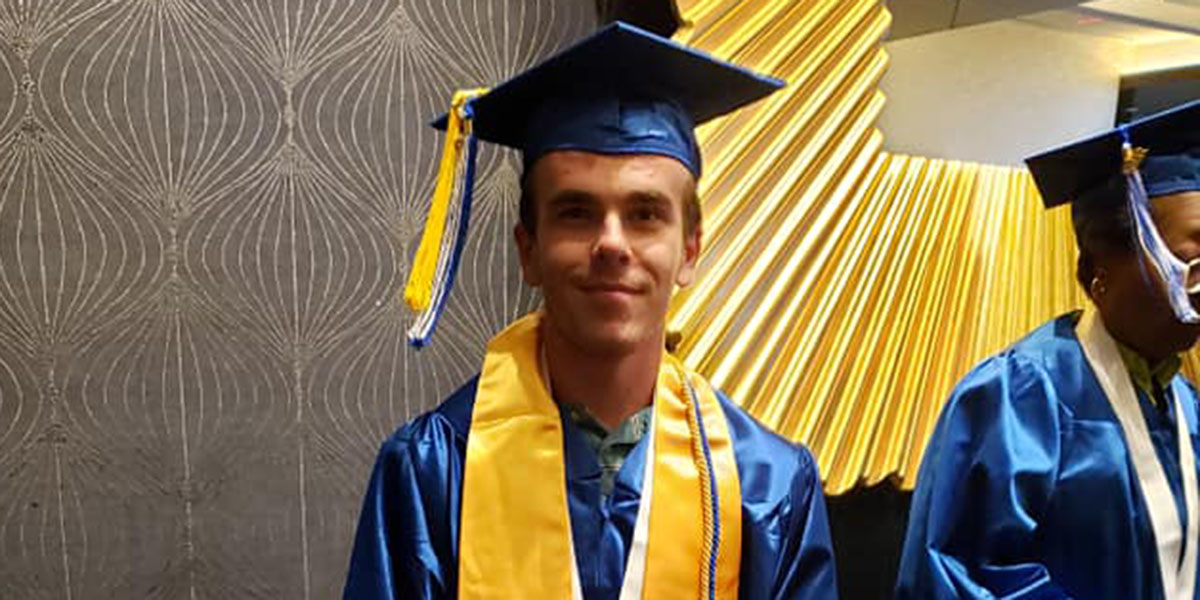 Devin Valko in graduation cap and gown