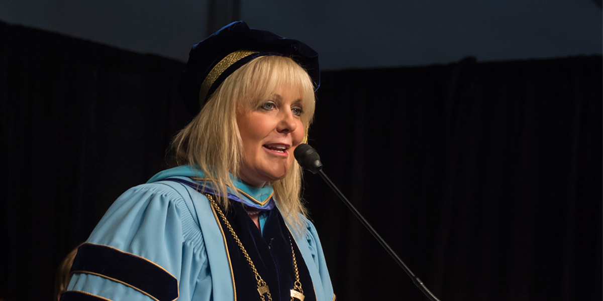 Dawn Lindsay speaking at Commencement