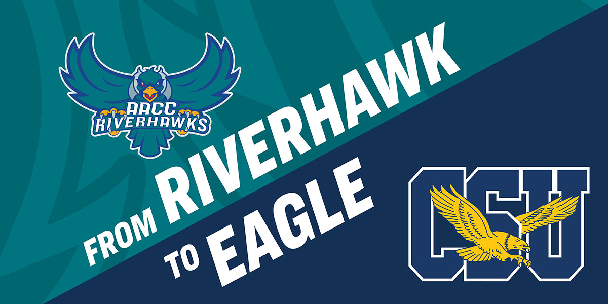 AACC Riverhawk and Coppin State Eagle logos