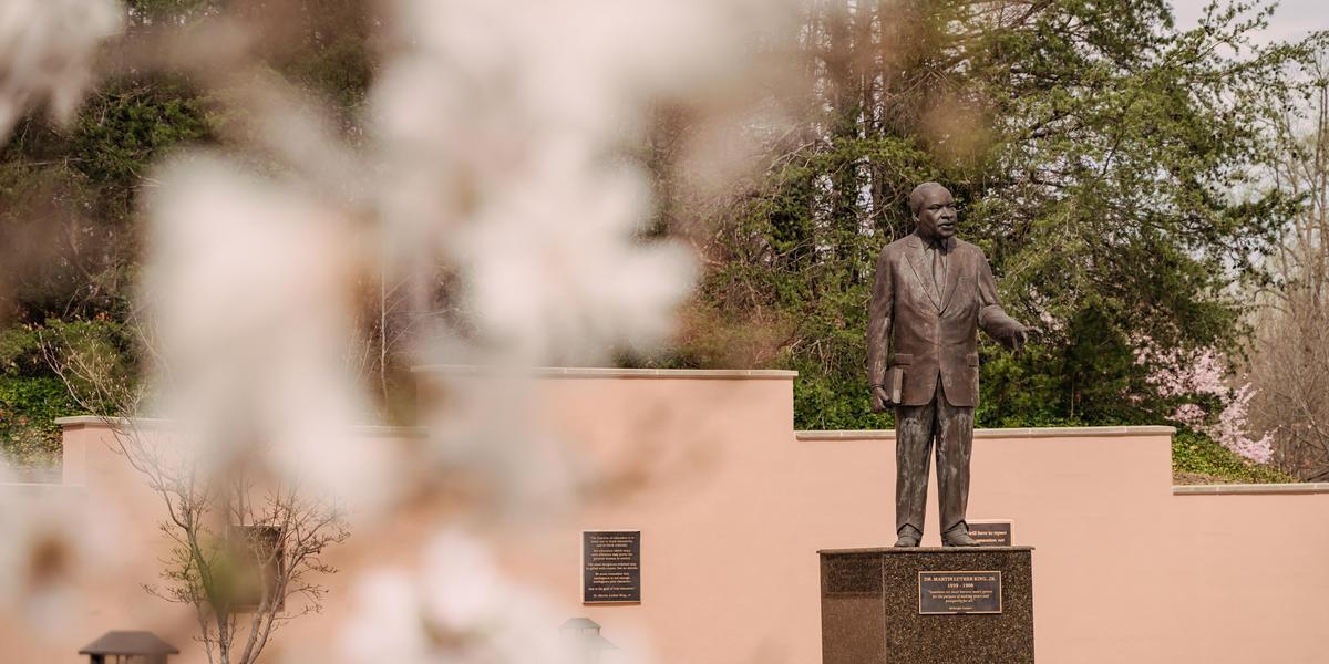The Dr. Martin Luther King, Jr. statue on campus.