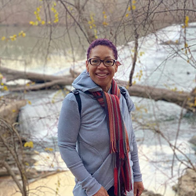 Dr. April Copes hiking at Great Falls.