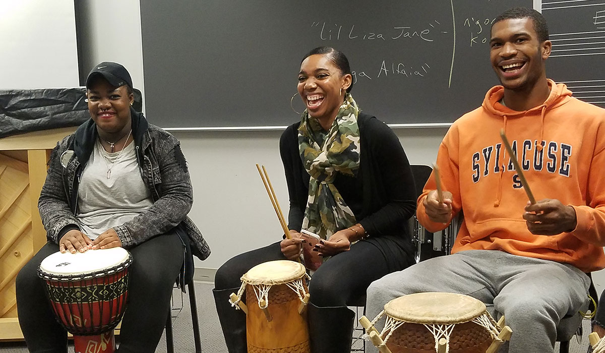 Students in a drumming class