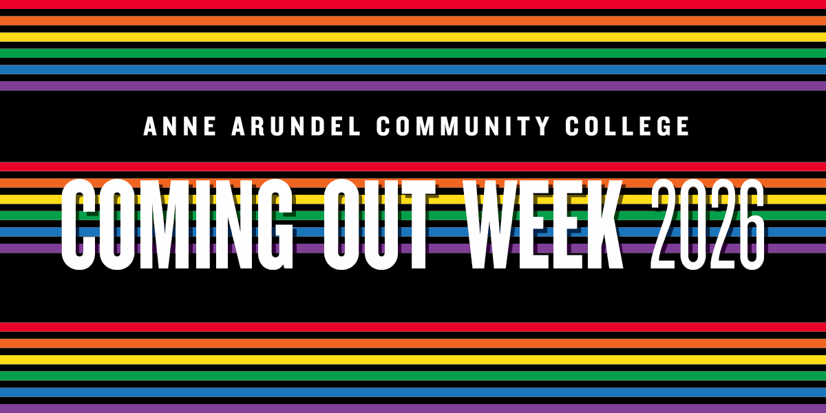 Words Coming Out Week on a black background with a rainbow stripe.