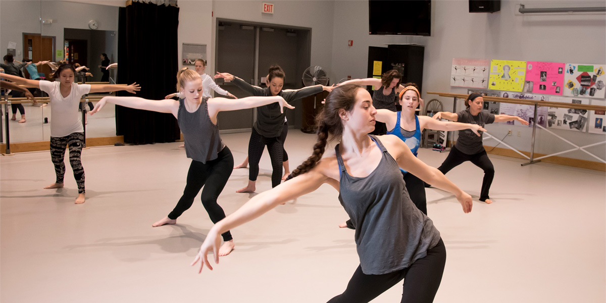 AACC students in dance classroom
