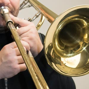 AACC student plays trombone.