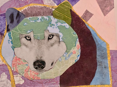 Artwork of map with wolf.