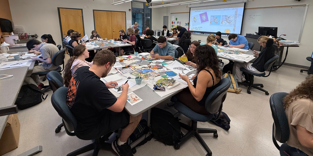 Class of students working on instruction.