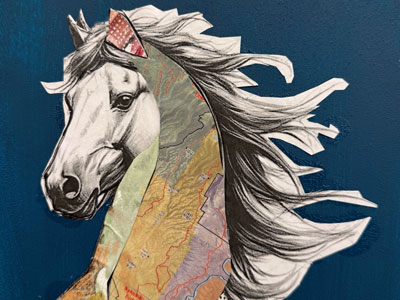 Artwork of art and horse.