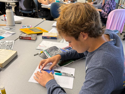 Student working on art project.