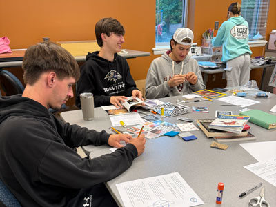 Group of students working on art project.