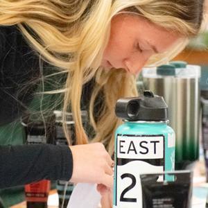 Student working on art project