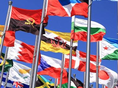 Flags from many nations.