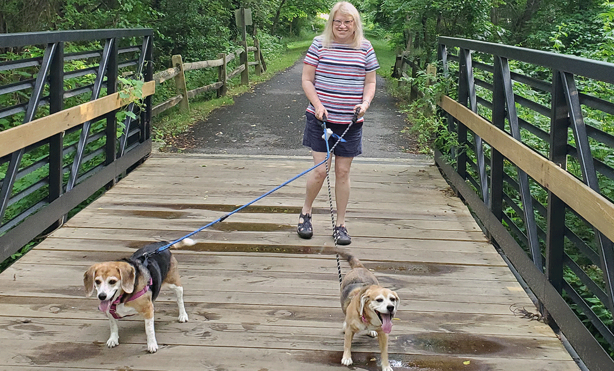 Teri Kotkiewicz with her two dogs
