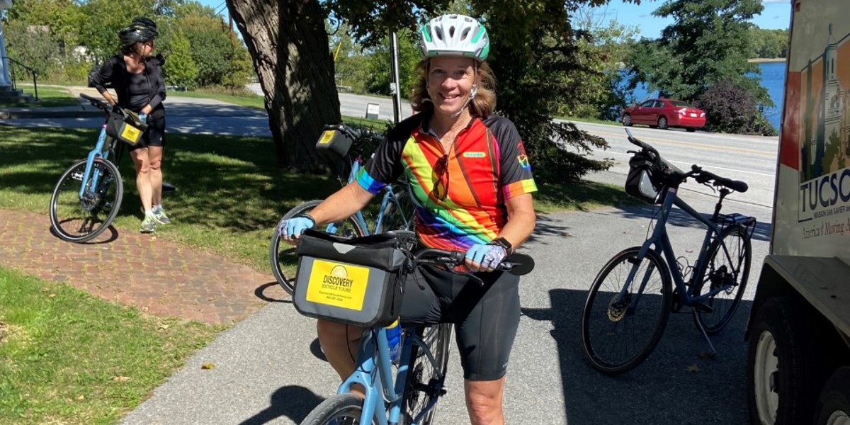 Lynne Brummitt on her bike