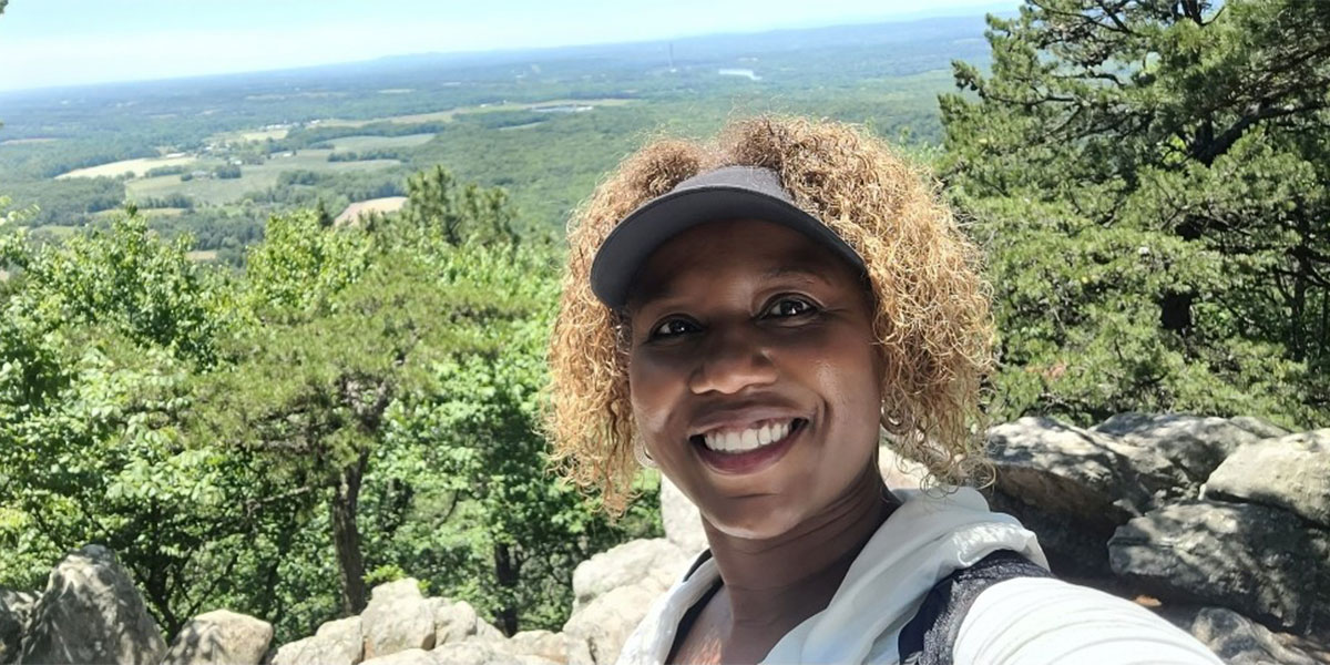 Lorna Maloney selfie during a hike.