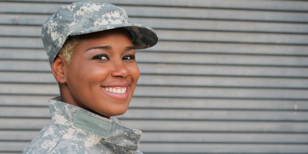 Military woman in uniform.