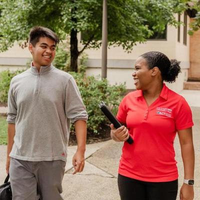 AACC students walking outside at Arnold campus.